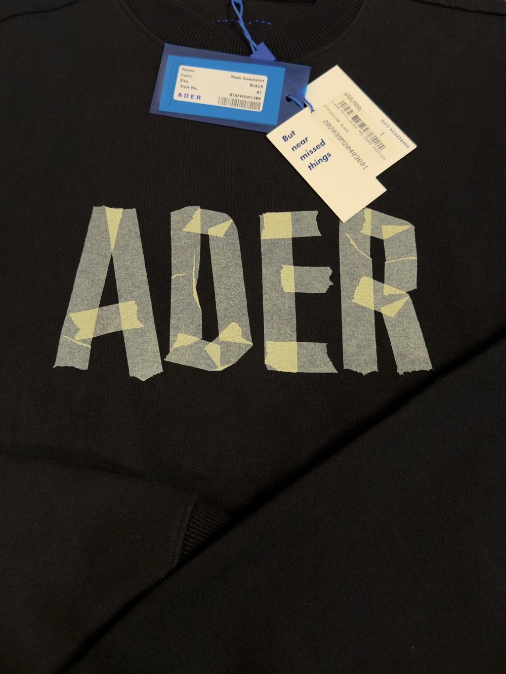 NWT ADER ERROR Black Masking Logo Sweatshirt Size 1 - Picture 6 of 6